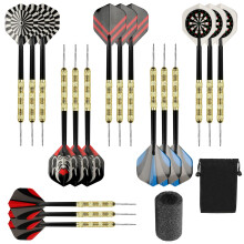 QUIIEOSKIA 18 Pcs Darts Set Steel Tip Darts Set Professional Darts Iron Sha