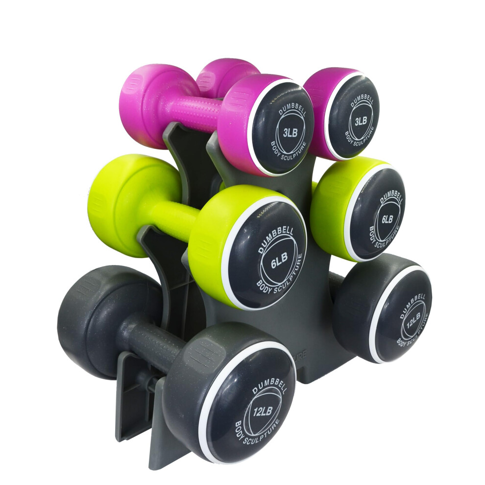 Photos - Barbells & Dumbbells Body Sculpture BW108T Smart Dumbbell Tower | Grey/Pink/Green, 1.5KG, 