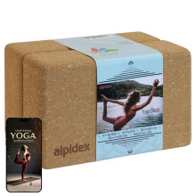ALPIDEX Yoga block set of 2 incl ebook with 100 exercises ecological and su