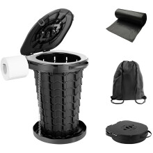 Large Portable Toilet for Camping with Bag - Folding Camping Toilet for Adults with Lid & Roll Holder, imodomio Car Travel Toilets for Emergency Use,