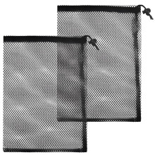 SUBTAVIK 2 Pcs Mesh Drawstring Bags Black Nylon Net Bags 15x20cm Drawstring