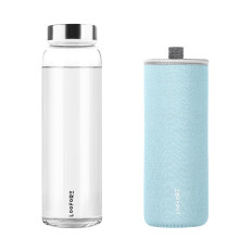 LOOFORE Glass Water Bottle 1L 1000ml BPAFree Leak Proof 1 Litre Large Boros