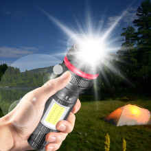 Fnyoxu LED-ficklampa USB-uppladdningsbar högpresterande ficklampa med zoom