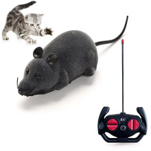 RC Toy Cat Mice Animal Interactive Toy Figures Cat Running Wheel Wireless Chasing Prank Joke Scary Trick Rats for Cat Funny Toy (Gray)