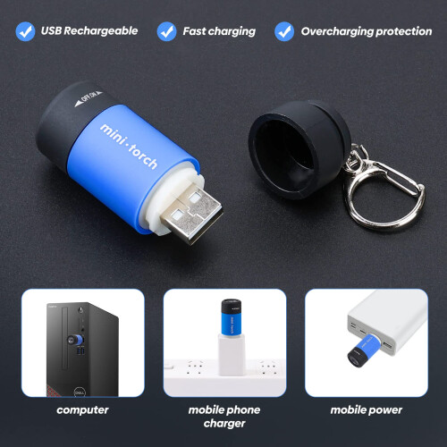 USB Rechargeable Keychain Flashlight 12 Pack, Waterproof Mini LED Flashlight for Emergency and Everyday Carry 2