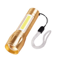 LED-ficklampa, 1000 lumen, ljusstark, zoombar, uppladdningsbar med 3 lägen