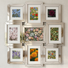 Silver Mirrored 9 Photo 5''/7x5'' Frame 56x62Cm