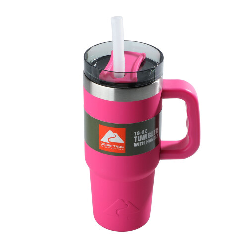 Trail 18oz isoleret rustfrit stålkrus med håndtag i pink