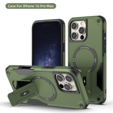 (iPhone 16 Pro Max, Armeegrün) iPhone Hülle stoßfest mit Ständer und Magnetring