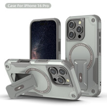 (iPhone 16 Pro, Titangrau) iPhone Hülle stoßfest mit Ständer und Magnetring