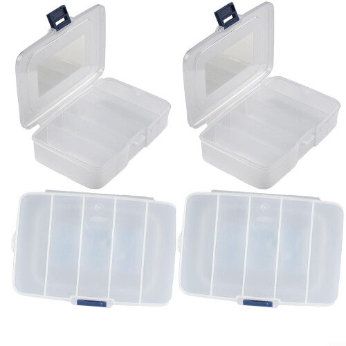 Clear Storage Boxes 4 Pack, Transparent Craft Organizer for Small Items, Durable and Easy Carry 2