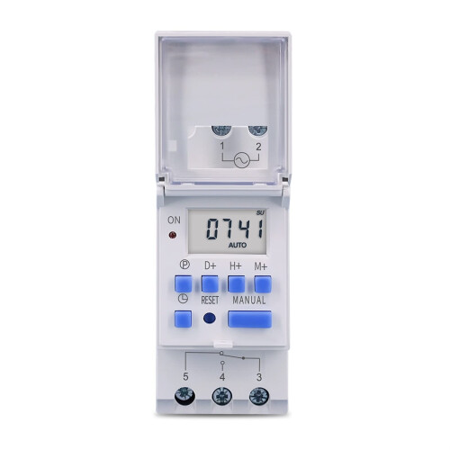 Din Rail Digital Timer Switch 220V 7 Days Programmable Time Relay with Battery Backup and Manual Override 2