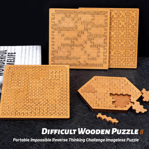 Hard Irregular Wooden Jigsaw Puzzle for Adults, Challenging Triangular Fractal Brain Teaser 1