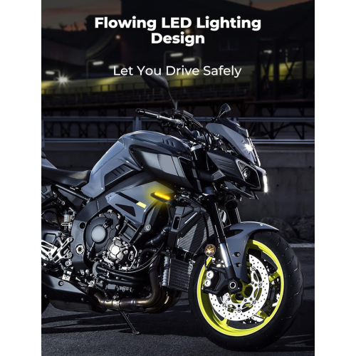 Φλας & Φώτα Φρένων Μοτοσικλέτας - 4 τεμάχια LED, 12V Κεχριμπαρένια Φώτα Ημέρας 1