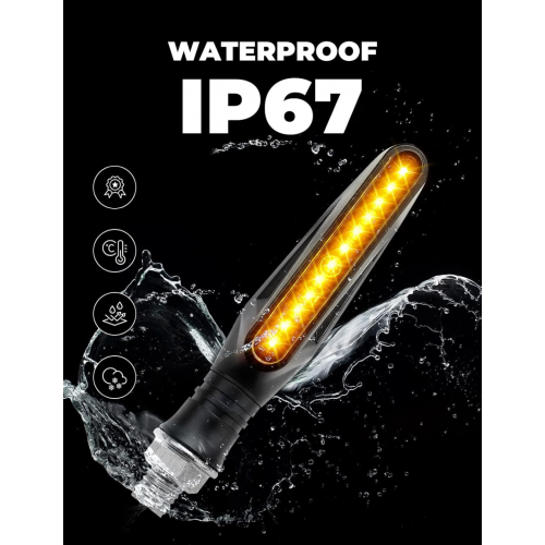 Φλας & Φώτα Φρένων Μοτοσικλέτας - 4 τεμάχια LED, 12V Κεχριμπαρένια Φώτα Ημέρας 2