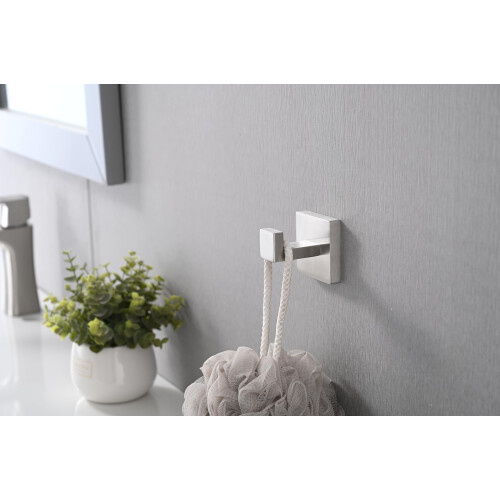 2 Pack Brushed Nickel Bathroom Towel Hooks, Rustproof Stainless Steel Wall Hooks for SpaceSaving Organization 1