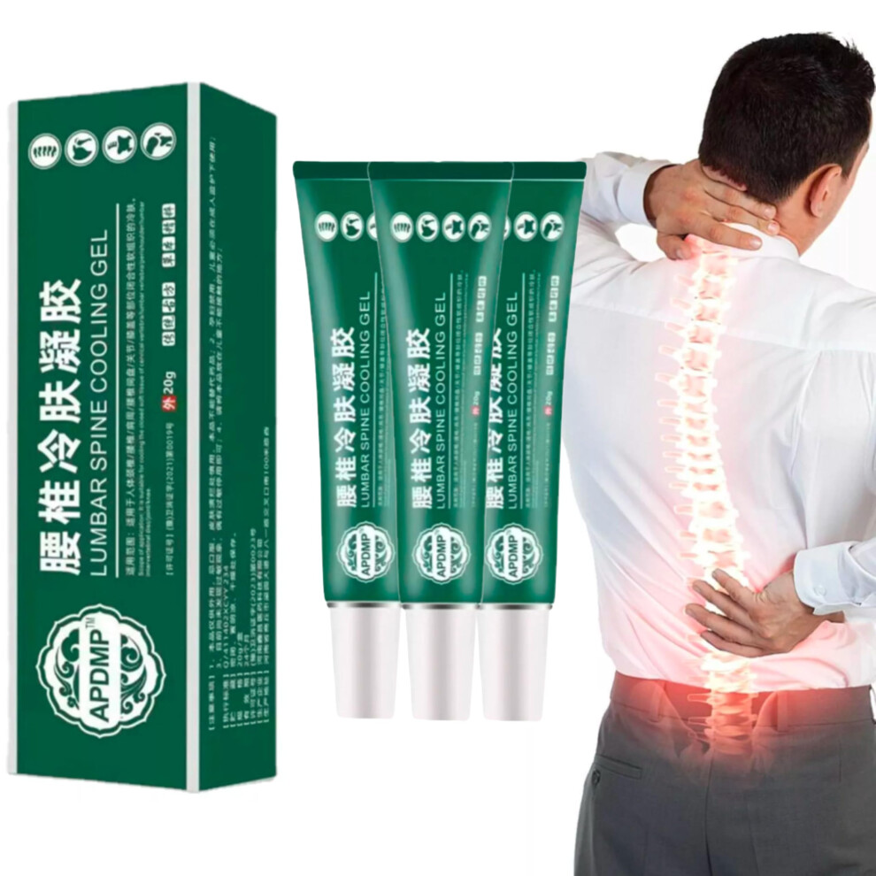 Back Pain Relief Gel Pack of 3, Fast Absorbing Cooling Gel for Lower Back and Lumbar Pain, 20g