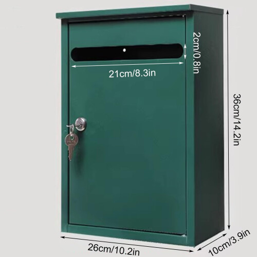 White Wall Mounted Mailbox with Secure Locking Door, Large Capacity, Weather‑Resistant Metal Design 1