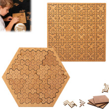 Wooden Jigsaw Puzzle for Adults 2PCS Fractal Tray Set, Challenging No Image Brain Teaser Matching Color Pair