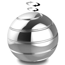 Kinetic Desk Toy Optical Illusion Spinner Ball Silver 1.5' for Office Desk Stress Relief 360 Spin