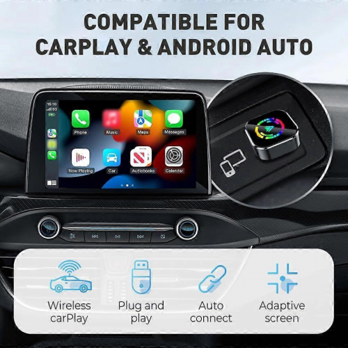 2025 Newest Wireless CarPlay Adapter for iPhone Android, 2025 Upgraded Mini USB 1
