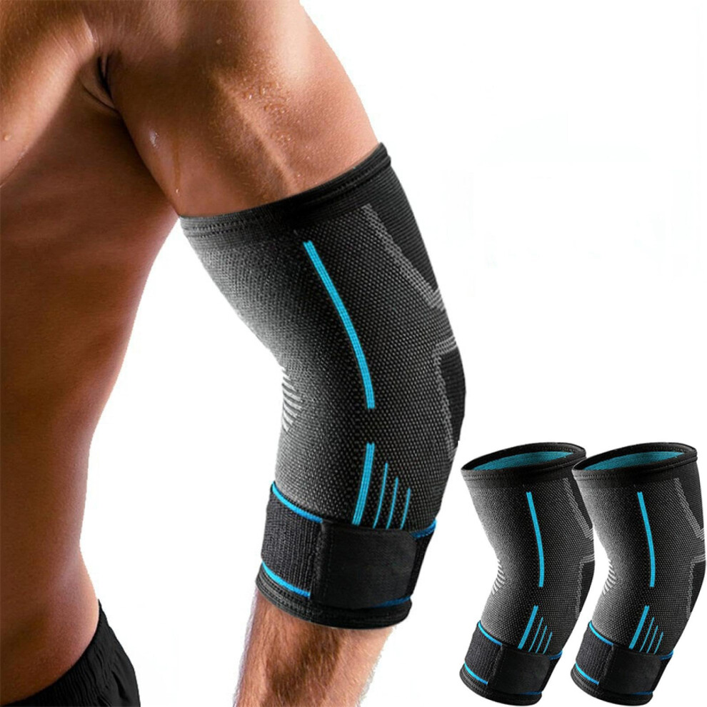 Orange/Blue Adjustable Compression Elbow Support Brace For Tennis Gym Basketball, Breathable NonâSlip Fit