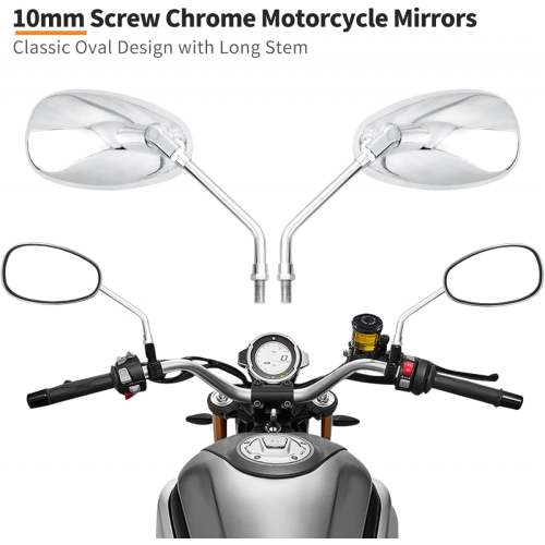 Καθρέφτες μοτοσικλέτας Universal Chrome, πλευρικοί καθρέφτες οπισθοπορείας 10 mm κα 1