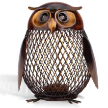Blue Owl Piggy Bank for Kids, Handcrafted Iron Art Coin Bank, Cute Money Saving Gift Decor
