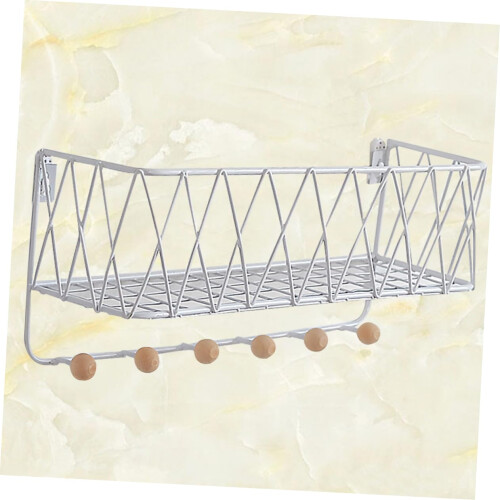 Wall Mounted Coat Rack with Shelf, Durable Iron Construction, Space Saving Home Organizer White 2
