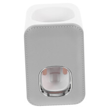 Automatic Wall Mounted Toothpaste Dispenser and Squeezer for Bathroom, Nail Install, Compact Grey