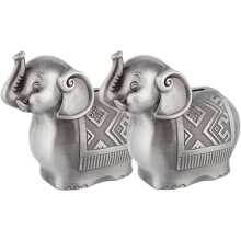Nickel Piggy Bank Elephant Coin Bank, Durable Metal Alloy Money Saving Box with Stopper, 2pcs