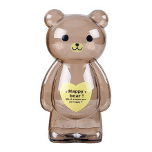 Transparent Bear Piggy Bank for Kids 18cm Cute Money Saving Box with Easy Coin Storage