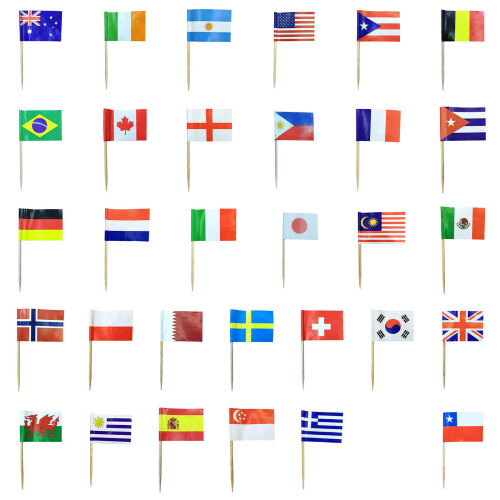 100Pcs Multicolor International Flag Toothpicks Cupcake-Sweden 1
