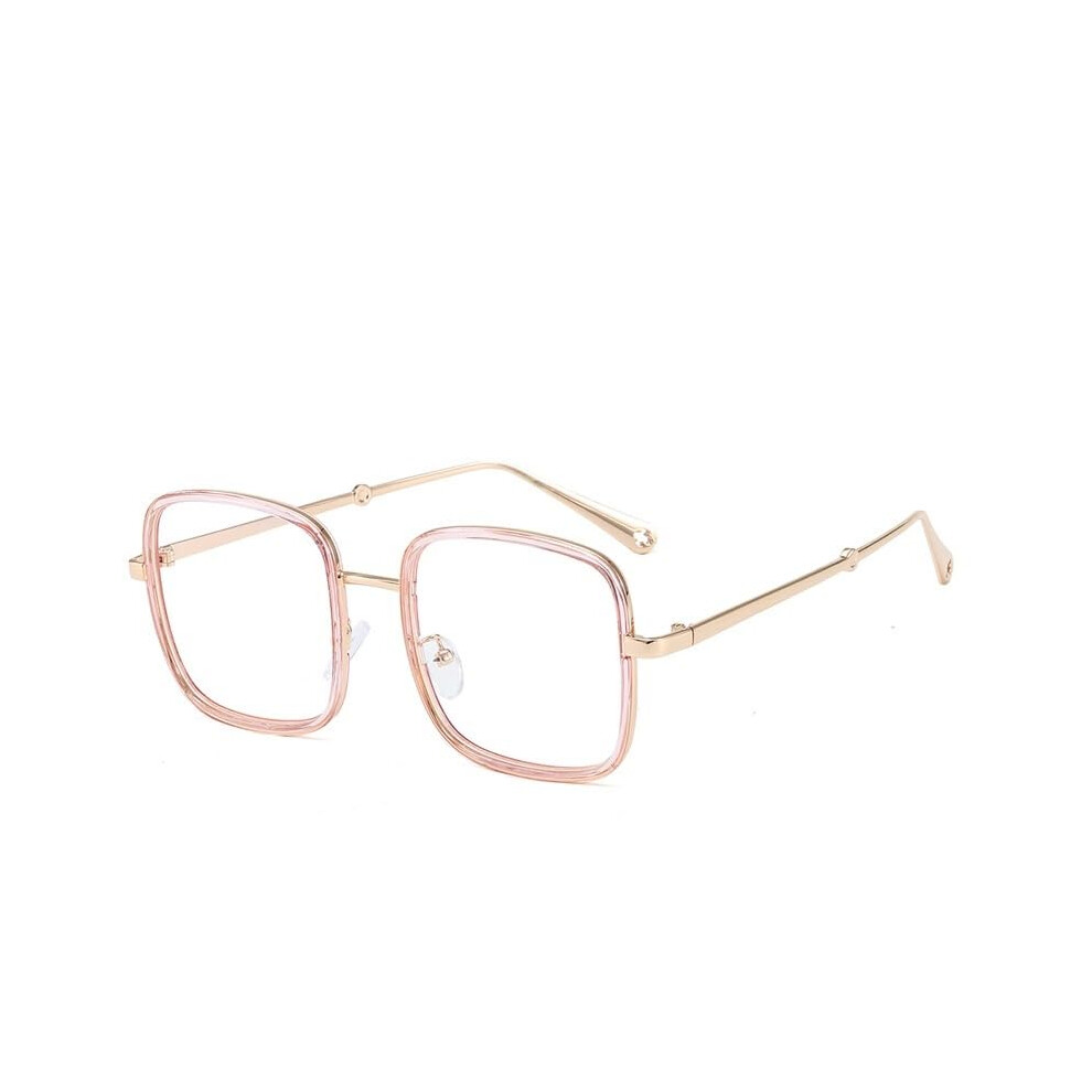 Blue/Light/Pink Oversized Square Blocking Glasses For Women, Fashion Antiglare Computer Reading Glasses With Spring Hinge