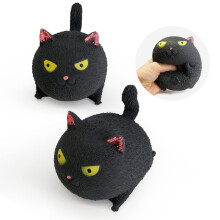 Squishy Cat Stress Ball for Anxiety Relief, Cute Black Cat Squeeze Fidget Toy Gift for Kids and Adults