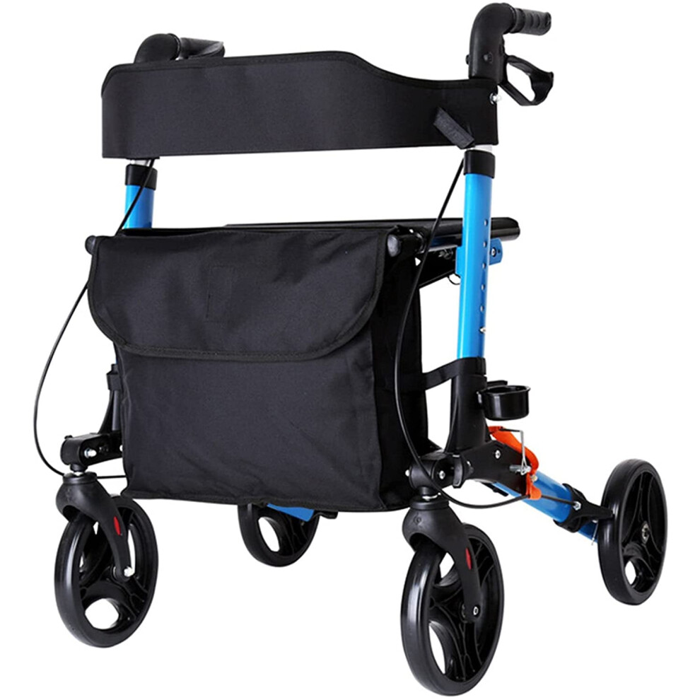 Upright Rollator Walker for Seniors with Seat, Folding Aluminum Frame, 8 Inch Wheels, Adjustable Height