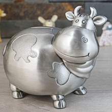 Durable Metal Piggy Bank for Kids Silver Coin Money Box with Modern Decorative Design