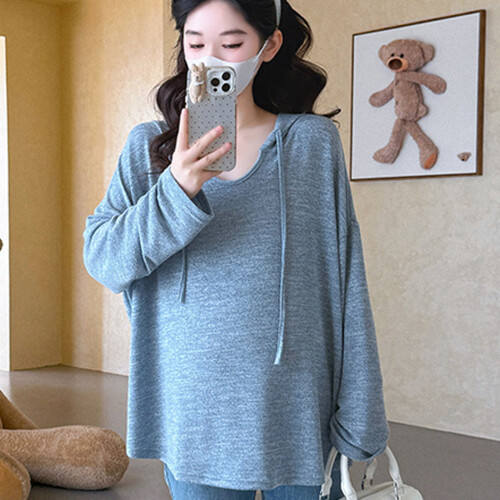 Women Maternity Sweatshirt Breathable Fabric Oversized-L Gray