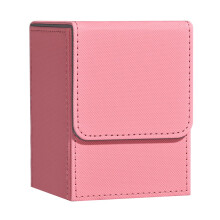 Trading Card Deck Box Pink PU Leather Magnetic Closure Holds 100+ Sleeved Cards for MTG YuGiOh