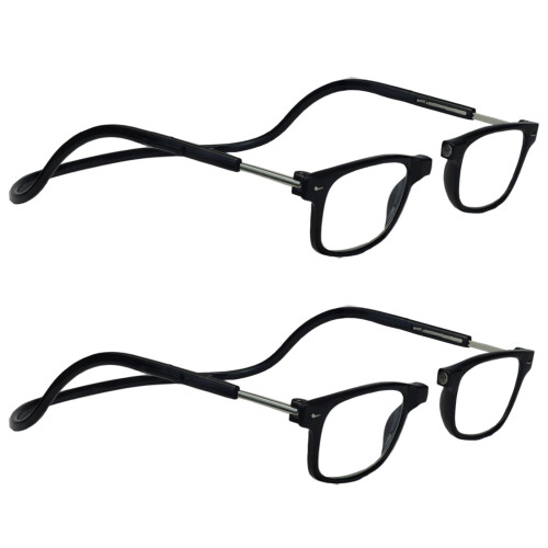 2 Pack Blue Light Blocking Reading Glasses 3.0x with Adjustable Magnetic Bridge Bifocal Black
