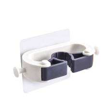 Mop and Broom Holder Wall Mounted with NoDrill Adhesive Mount, Nonslip Silicone Grip, SpaceSaving Design