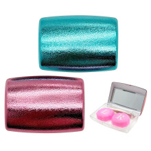 Contact Lens Case Travel Kit with Tweezers Easy Lens Handling Compact Storage Rose and Blue 2pcs