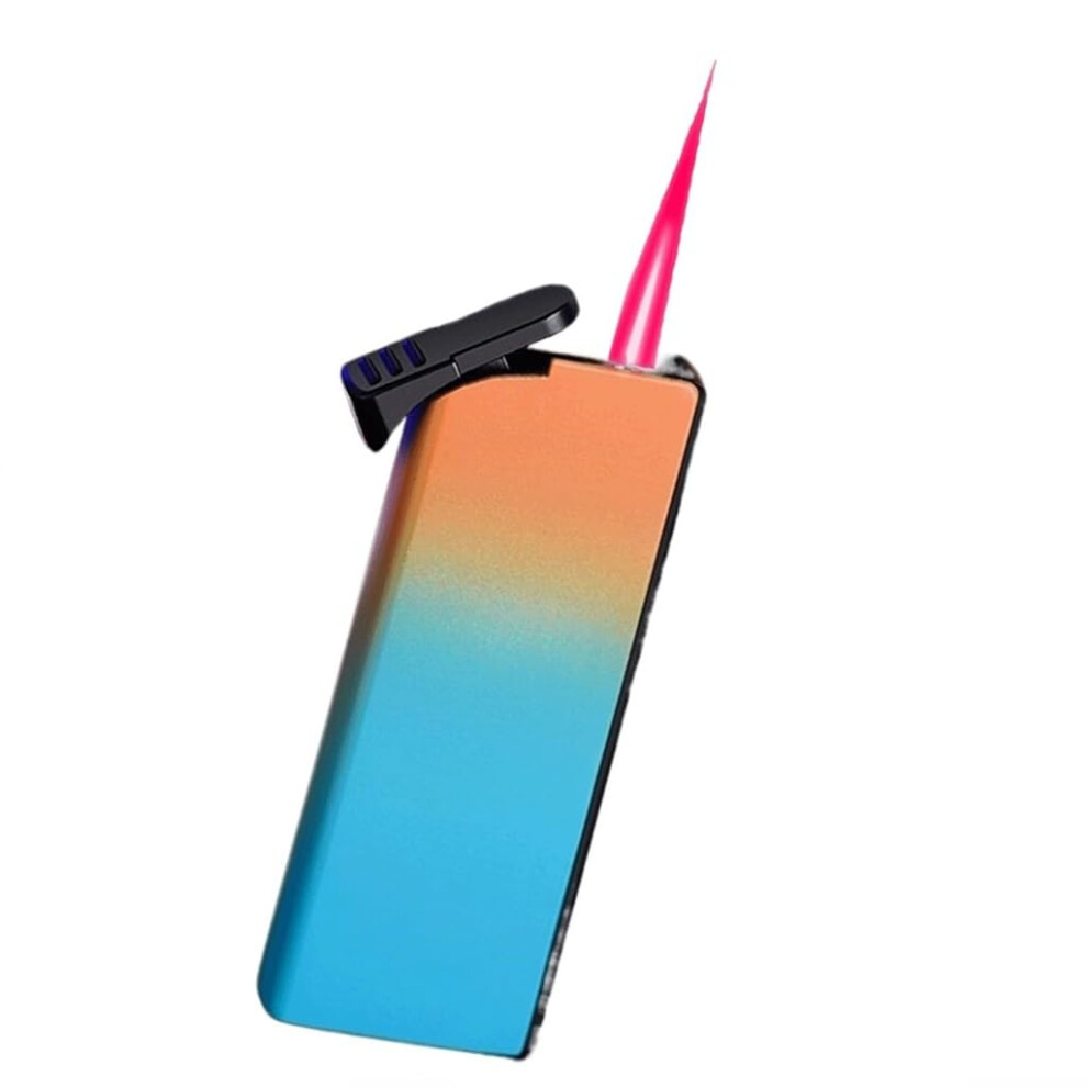 Red Mini Butane Torch Lighter T3, Windproof Jet Flame Metal Lighter For Cigar Candle Camping Bbq