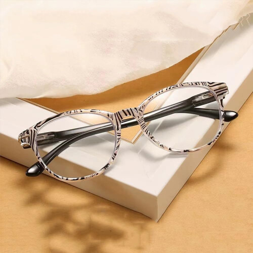 2 Pack Beige Blue Light Blocking Reading Glasses for Women +2.00 HD Magnification Spring Hinge