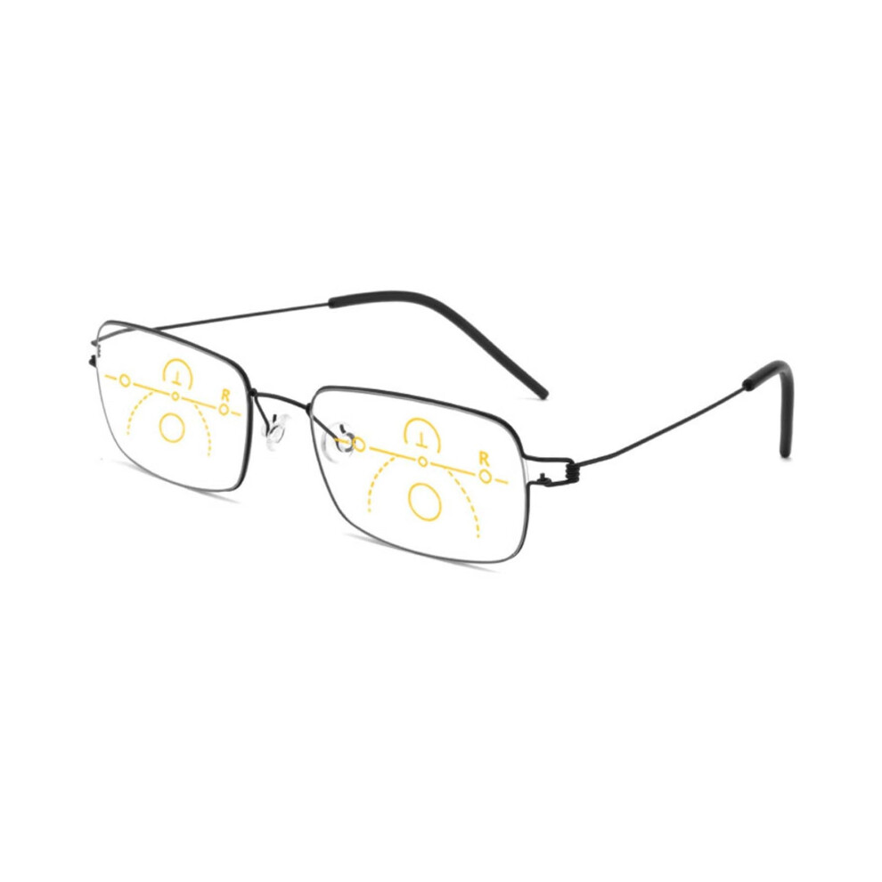 Blue Light Blocking Progressive Reading Glasses 1.0 Black, Multifocus Lenses for Men and Women