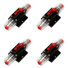 4X 12V 24V 100A Manual Reset Circuit Breaker Fuse for Car Audio, Inline Black Red Protection