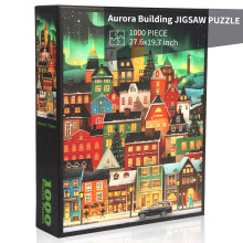 1000 Piece Aurora Town Building Jigsaw Puzzle for Adults with Glitter Effect and Color Coded Backside