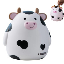 Cute Cow Piggy Bank Unbreakable Plastic Coin Bank for Kids and Adults White Money Box Nursery Decor