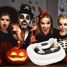 4 Pairs Luminous Vampire Fangs Glow in the Dark Halloween Vampire Teeth Reusable Cosplay Props