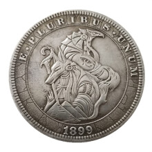 1899 Hobo Morgan Dollar Coin Vintage Skull Design Silver Plated Brass Collectible Challenge Coin